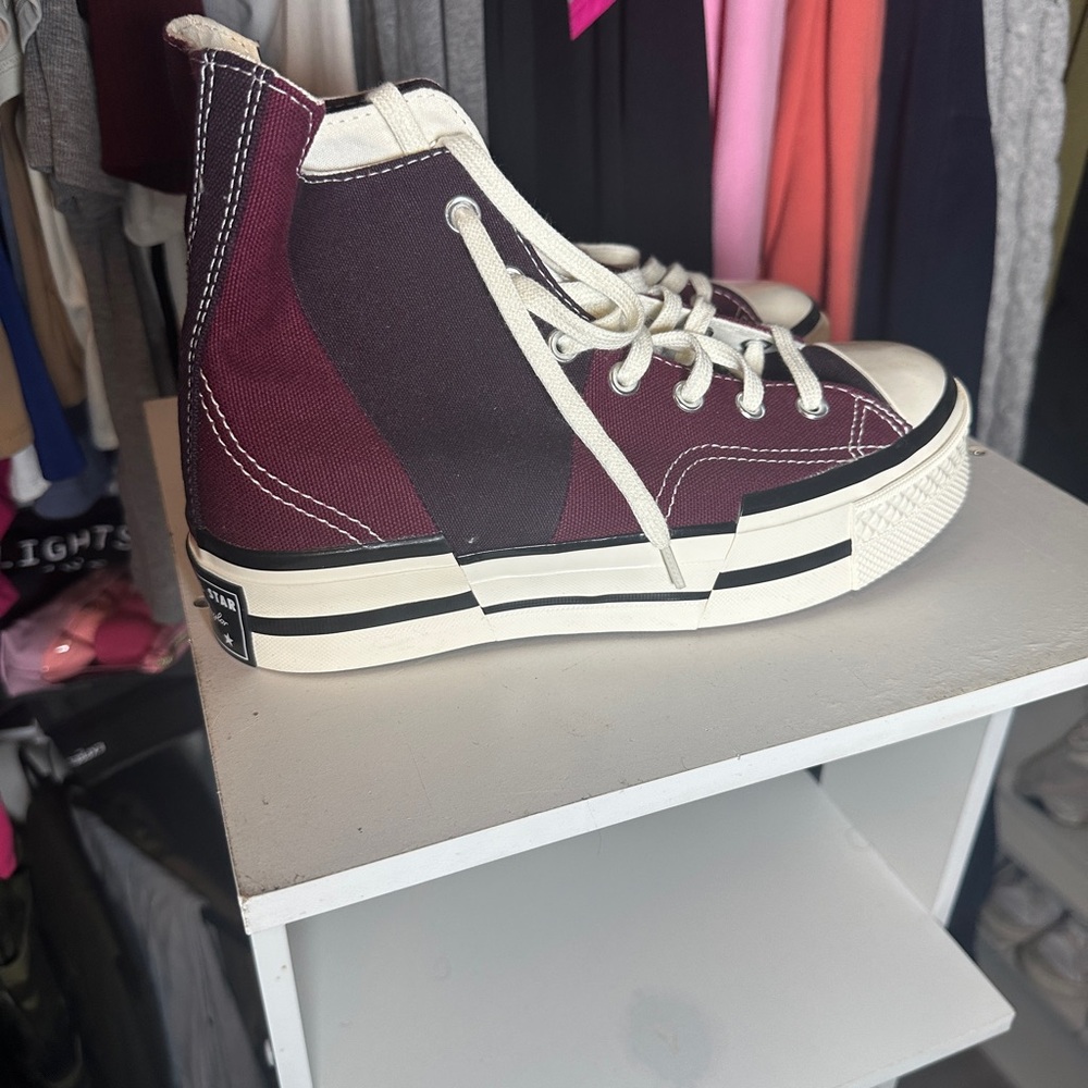 Converse Burgundy and Black Platform Sneakers